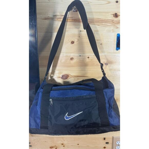 Nike Other - Nike Vintage 90’s Duffel Bag Blue Black Adjustable Shoulder Strap Medium Gym Tra